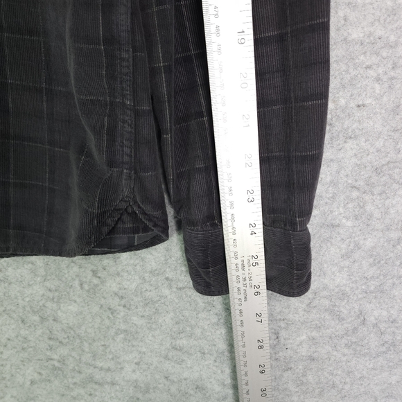 All Saints Eno Slim Fit Plaid Corduroy Button-Up Shirt in Tarnished Grey - Picture 8 of 9